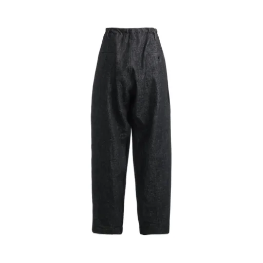 Black Denim +Wool Jersey Rib Waist String Pants