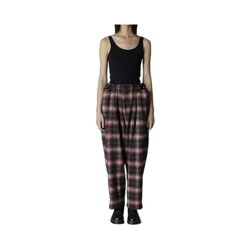 Checked Shaggy Wool Zipper Pocket Pants