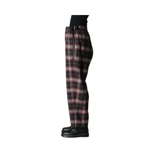 Checked Shaggy Wool Zipper Pocket Pants