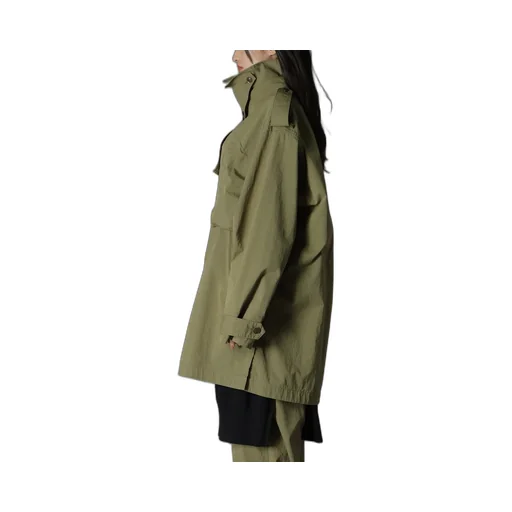 Cotton/Nylon Oxford Zipper Trench Coat With Fulled Wool Gauze Pockets