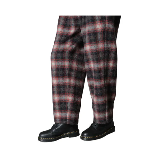Checked Shaggy Wool Zipper Pocket Pants