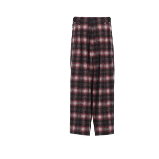 Checked Shaggy Wool Zipper Pocket Pants