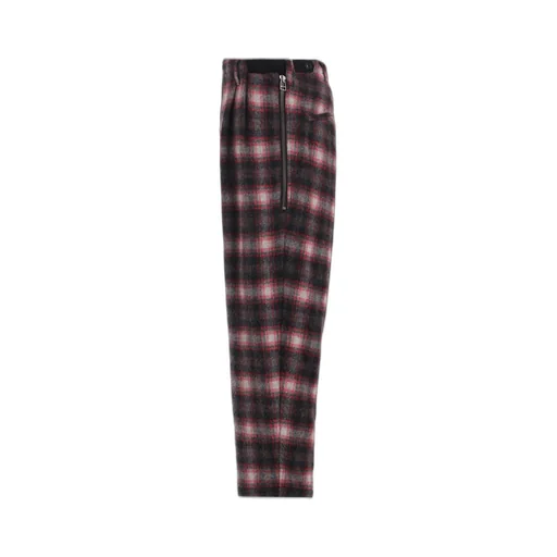 Checked Shaggy Wool Zipper Pocket Pants