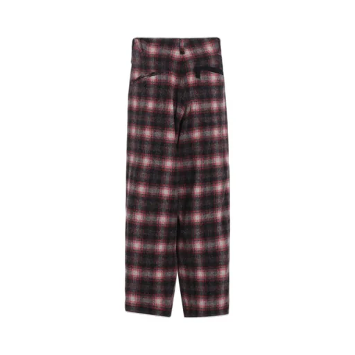 Checked Shaggy Wool Zipper Pocket Pants