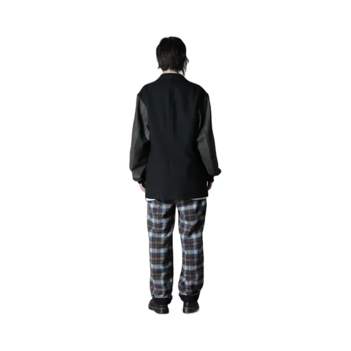 Checked Shaggy Wool Side Cut-Off Pants
