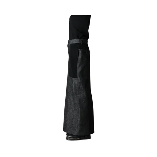 Black Denim +Wool Jersey Rib Tight Skirts