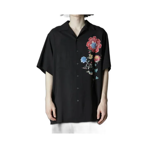 Cellulose Lawn Chinese Flower Aloha Shirt