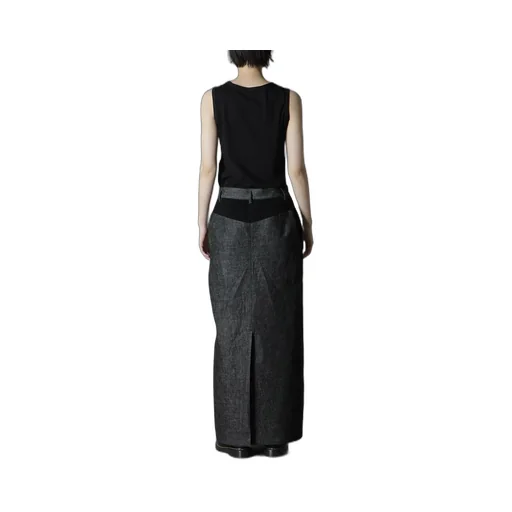 Black Denim +Wool Jersey Rib Tight Skirts