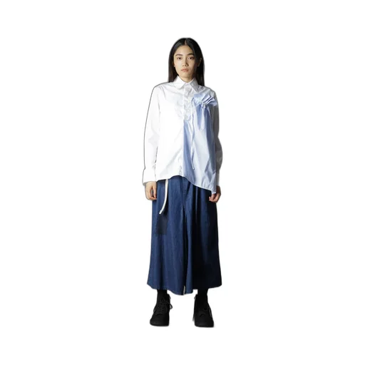 Cotton Broad + Stripe Switching Gather Shirts