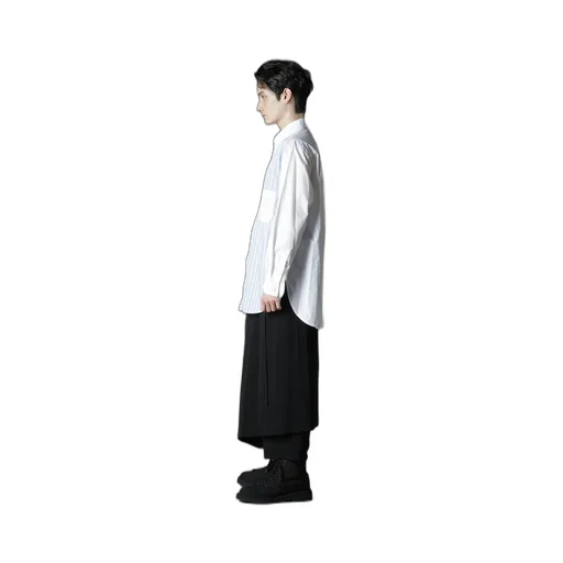 Cotton Broad + Stripe Switching Long Sleeve Shirts