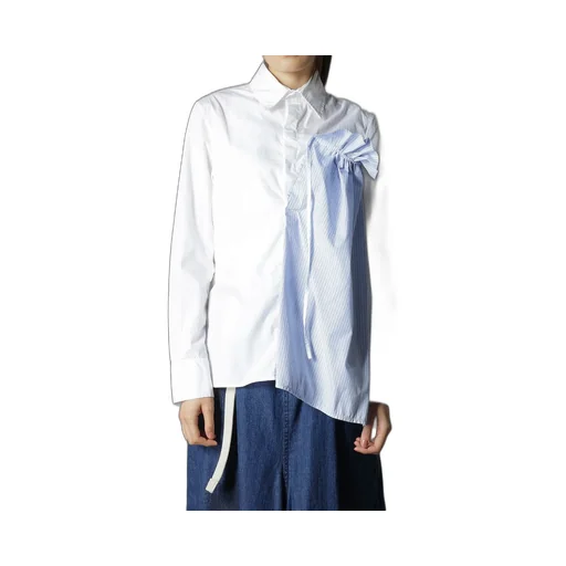 Cotton Broad + Stripe Switching Gather Shirts