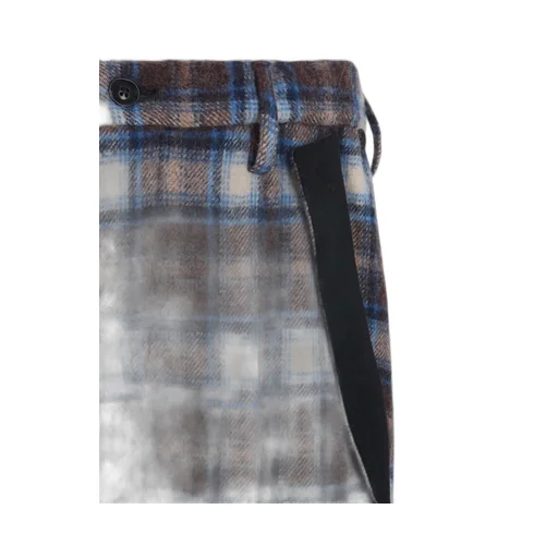 Checked Shaggy Wool Side Cut-Off Pants