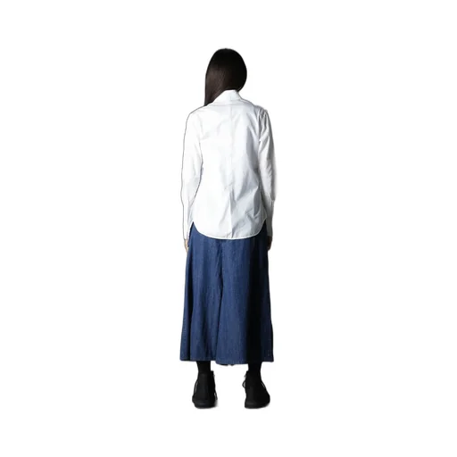 Cotton Broad + Stripe Switching Gather Shirts