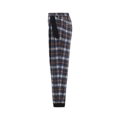 Checked Shaggy Wool Side Cut-Off Pants