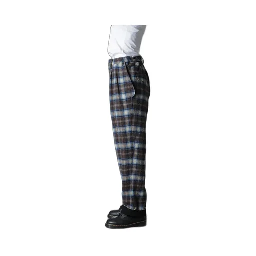 Checked Shaggy Wool Side Cut-Off Pants