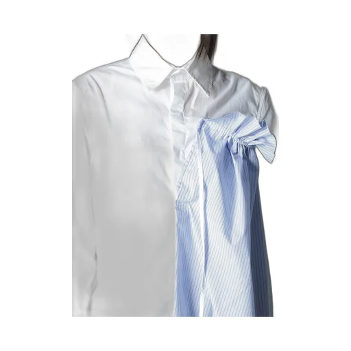 Cotton Broad + Stripe Switching Gather Shirts