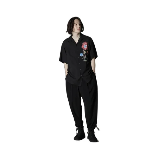 Cellulose Lawn Chinese Flower Aloha Shirt