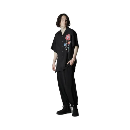 Cellulose Lawn Chinese Flower Aloha Shirt