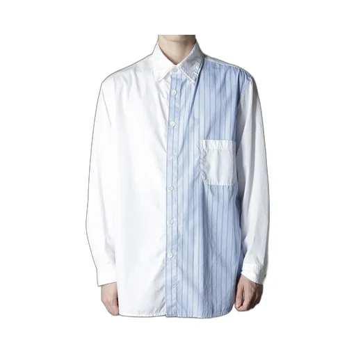 Cotton Broad + Stripe Switching Long Sleeve Shirts