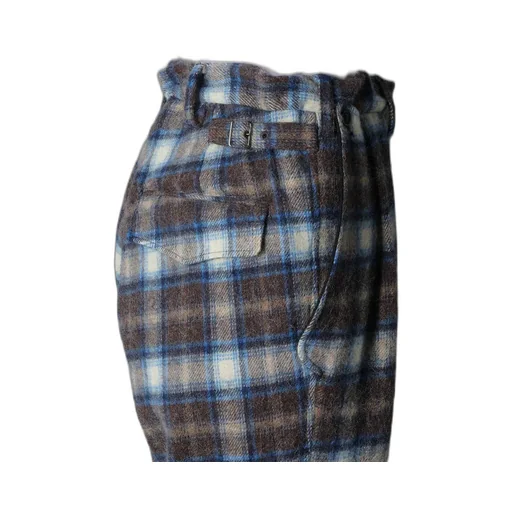 Checked Shaggy Wool Side Cut-Off Pants