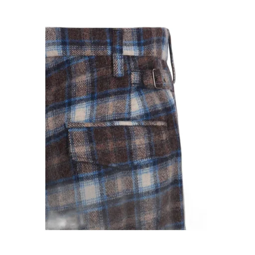 Checked Shaggy Wool Side Cut-Off Pants