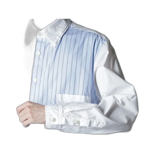 Cotton Broad + Stripe Switching Long Sleeve Shirts