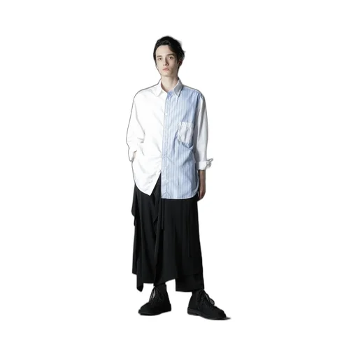 Cotton Broad + Stripe Switching Long Sleeve Shirts