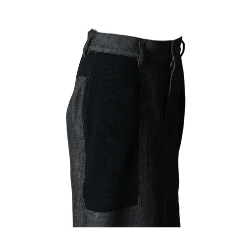 Black Denim +Wool Jersey Rib Tight Skirts