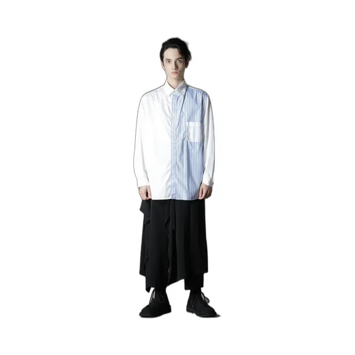 Cotton Broad + Stripe Switching Long Sleeve Shirts