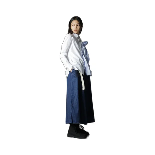 Cotton Broad + Stripe Switching Gather Shirts