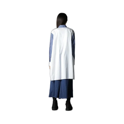 Cotton Broad + Stripe Switching Non Fusible Shirts