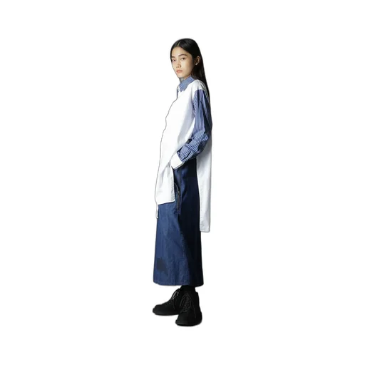 Cotton Broad + Stripe Switching Non Fusible Shirts
