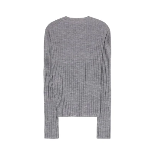 Wool Crew Neck Rib Knit