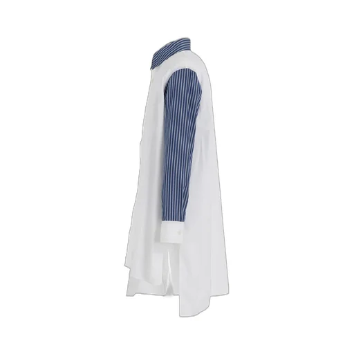 Cotton Broad + Stripe Switching Non Fusible Shirts