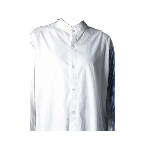Cotton Broad + Stripe Switching Non Fusible Shirts
