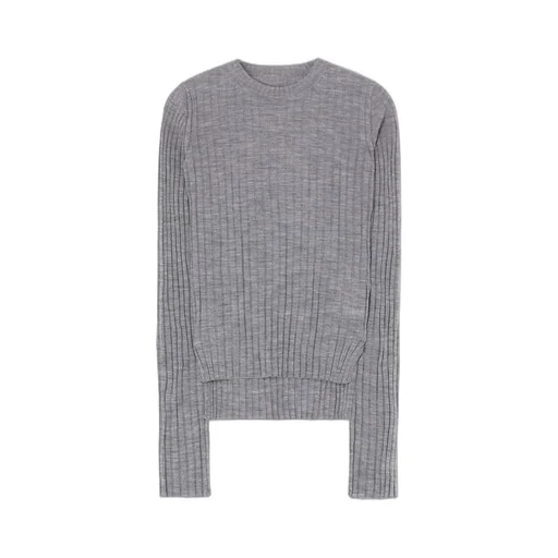 Wool Crew Neck Rib Knit
