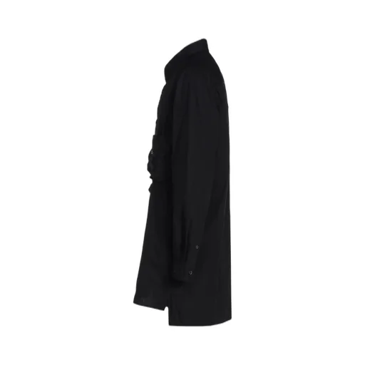 Cotton Broad Shirt With Fulled Wool Gauze Pockets