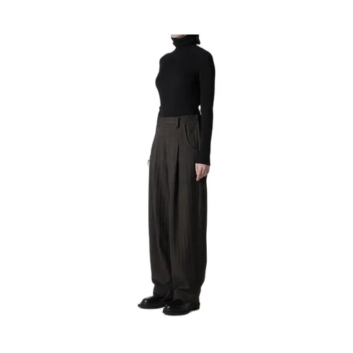 W/Ny Herringbone Single Tuck Pants