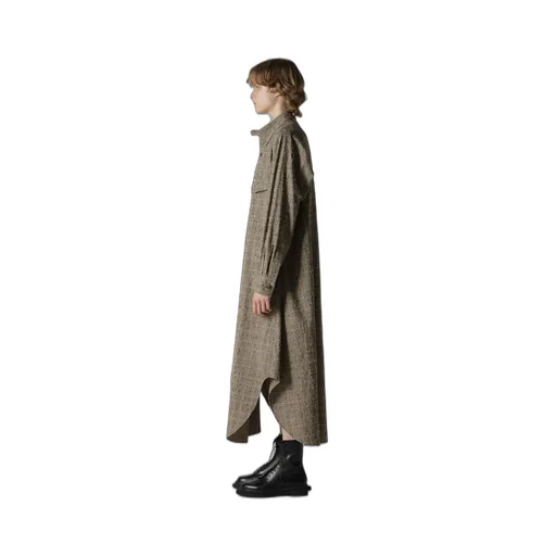 Needle-Punched Military Long Dress