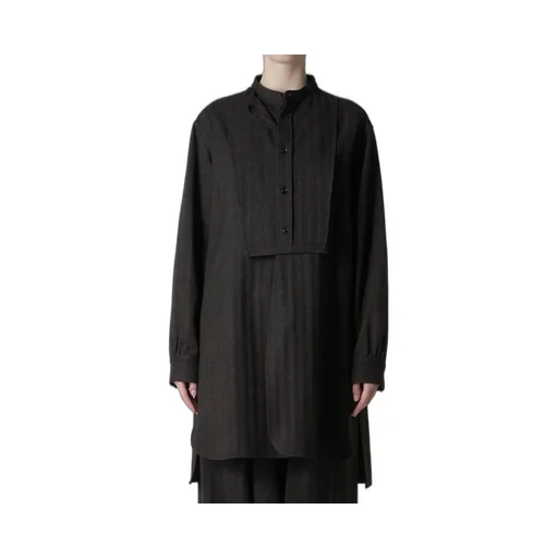 W/Ny Herringbone Front Cloth Blouse