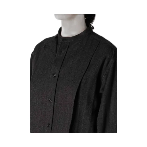 W/Ny Herringbone Front Cloth Blouse