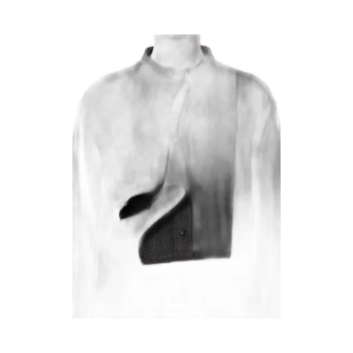 W/Ny Herringbone Front Cloth Blouse