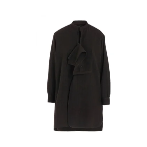 W/Ny Herringbone Front Cloth Blouse