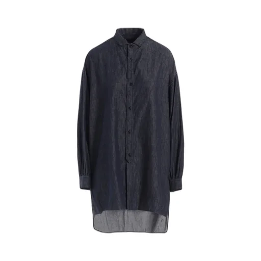 6Oz Denim Garmentfinish Design Collar Big Blouse