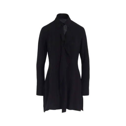 Hard-Twist Serge Shirt With Draped Front Panel