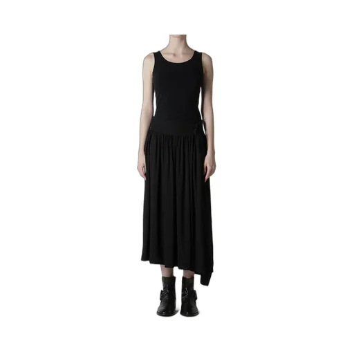 Hard-Twist Serge Asymmtric Gather Skirt
