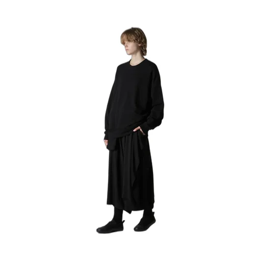 Hard-Twist Serge Left Double Button Open Pants