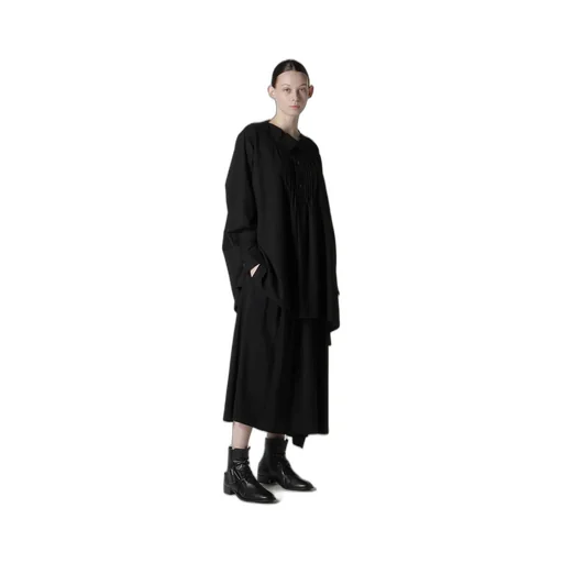 Hard-Twist Serge Asymmtric Gather Skirt