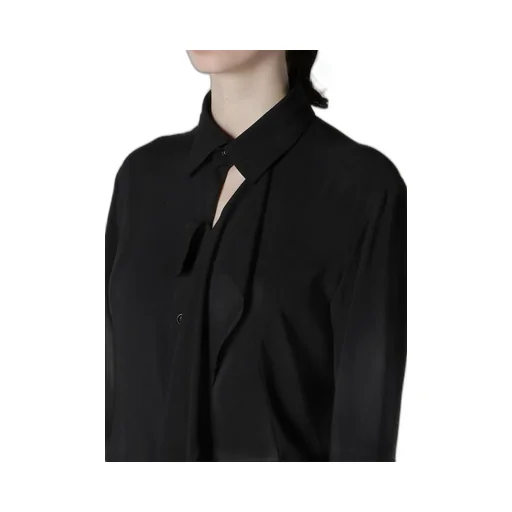 Hard-Twist Serge Shirt With Draped Front Panel