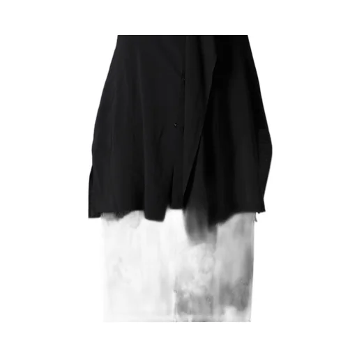 Hard-Twist Serge Shirt With Draped Front Panel